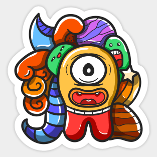 Monster Character Doodle Art Sticker